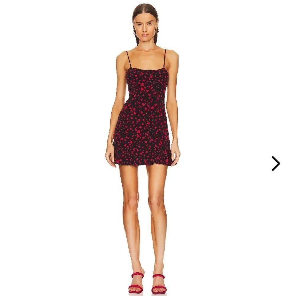Lovers + Friends Teddy Mini Dress Black hearts Red Sz Small